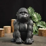 Statue gorille 19 cm, finition noire élégante