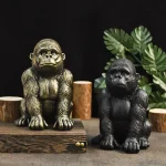 Gorille en résine noire, sculpture de 19 cm pour déco