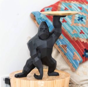 Gorille noir décoratif avec plateau, 33 cm dans la catégorie statues