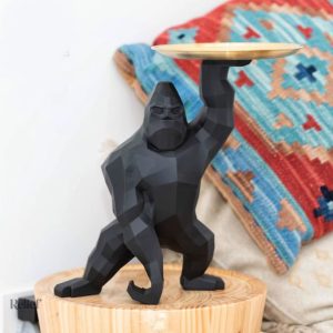 Gorille noir décoratif avec plateau, 33 cm dans la catégorie statues