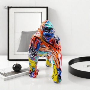 Statue gorille en résine 26 cm au style eighties