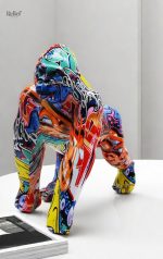 Figurine gorille en résine rétro, accent artistique pour la maison