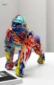 Figurine gorille en résine rétro, accent artistique pour la maison