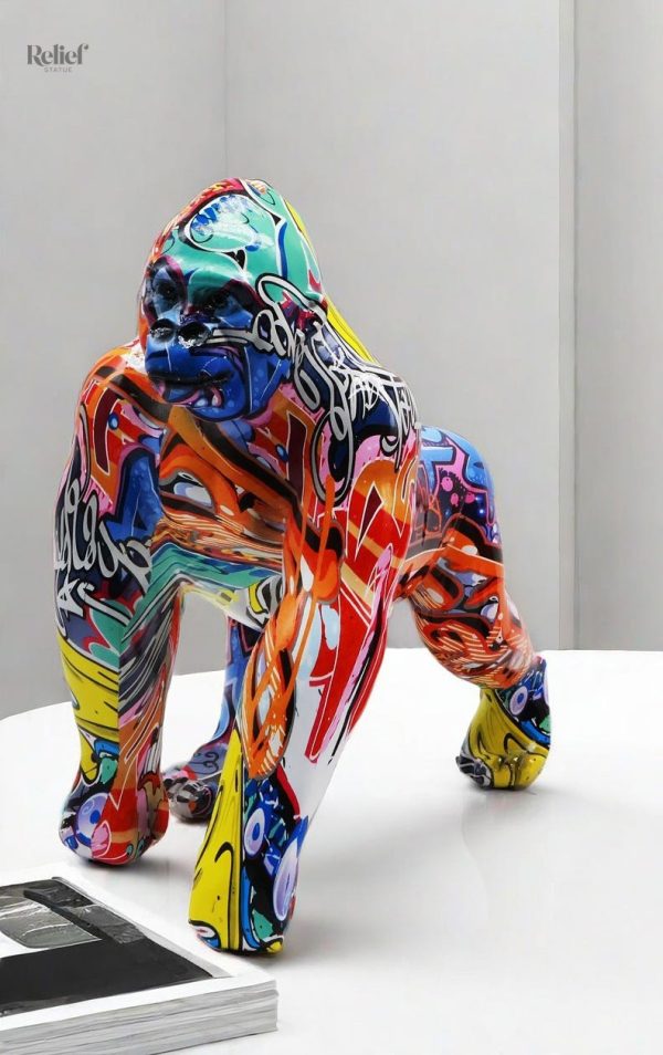 Figurine gorille en résine rétro, accent artistique pour la maison