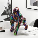 Statue gorille graffiti en résine, 26 cm de hauteur