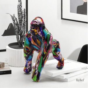Statue gorille graffiti en résine, 26 cm de hauteur
