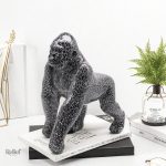Statue gorille résine monochrome 26 cm, design moderne