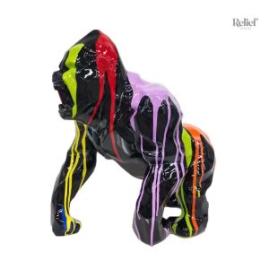 Statue gorille en résine pop art 45 cm