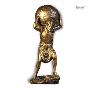 Statue Atlas portant le Monde effet bronze 27 cm