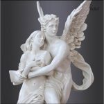 Décoratif : statue de Psyché et Cupidon en résine