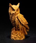 Statue hibou en bois 11 cm, artisanat sculpté élégant