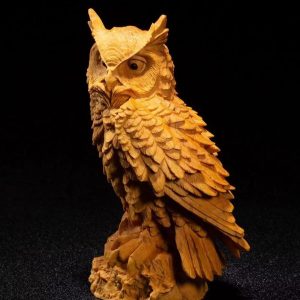Sculpture hibou en bois, 11 cm, décoration intérieure unique