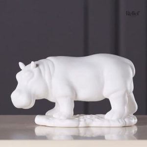 Objet de décoration hippopotame, blanc, style moderne