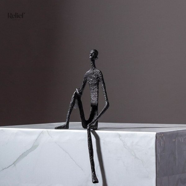 Décoration en métal, statue homme assis