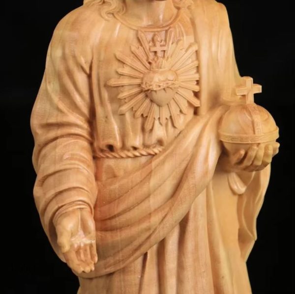 Statue décorative en bois, Jésus en position de prière