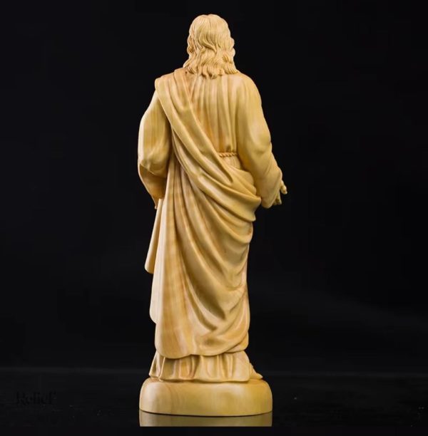 Objet de décoration religieuse, statue en bois massif 20 cm
