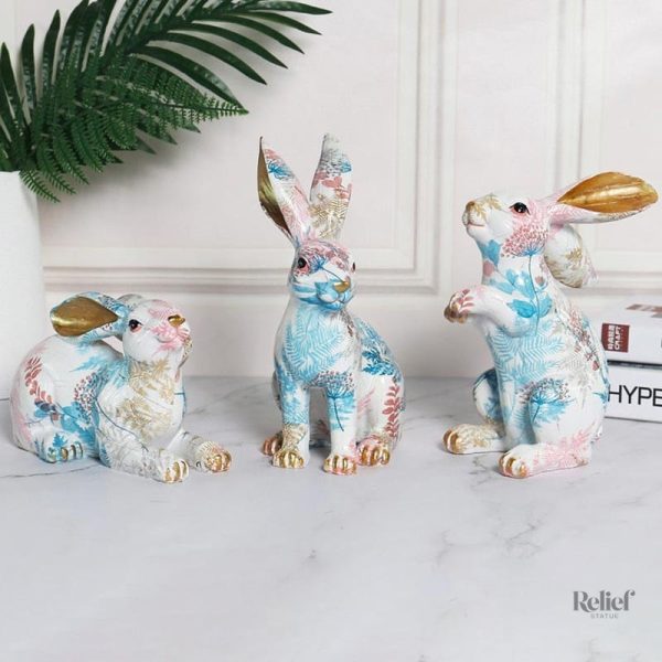 Statue d'animaux en pastel, lapin mignon