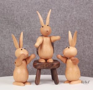 Sculpture bois style scandinave, lapin 15 cm pour la maison