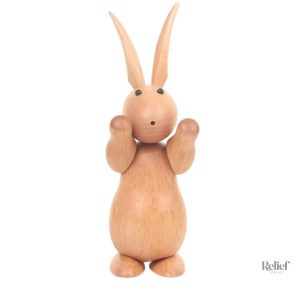 Décoratif lapin en bois, style nordique, 15 cm de hauteur