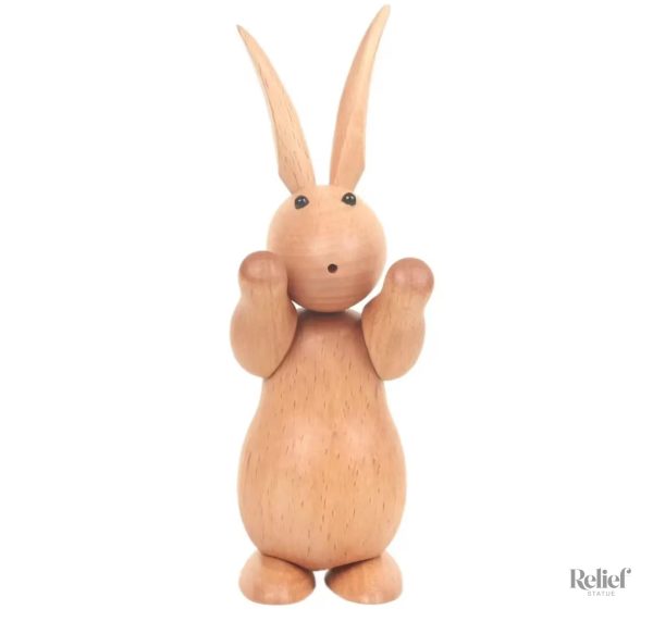 Décoratif lapin en bois, style nordique, 15 cm de hauteur