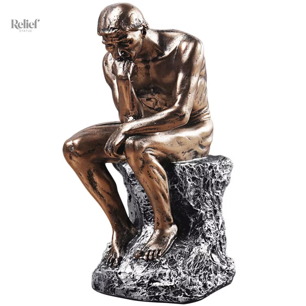 Statue Le Penseur de Rodin effet bronze 24 cm