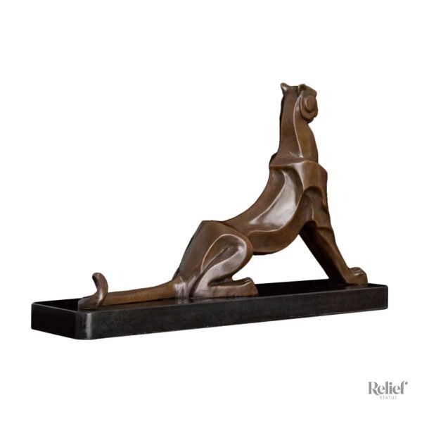 Sculpture en bronze d'un léopard assis, décor élégant