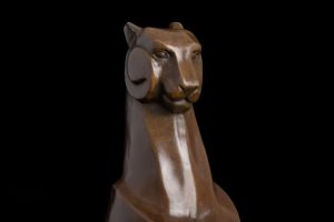 Statue en bronze véritable de léopard, design raffiné