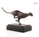 Statue Léopard en Bronze 36 cm, sculpture élégante en métal