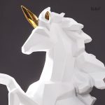 Objet décoratif origami, cheval licorne en papier plié