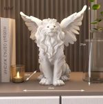 Objet décoratif en forme de lion ailé, blanc et raffiné