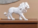 Statue origami lion décorative en blanc