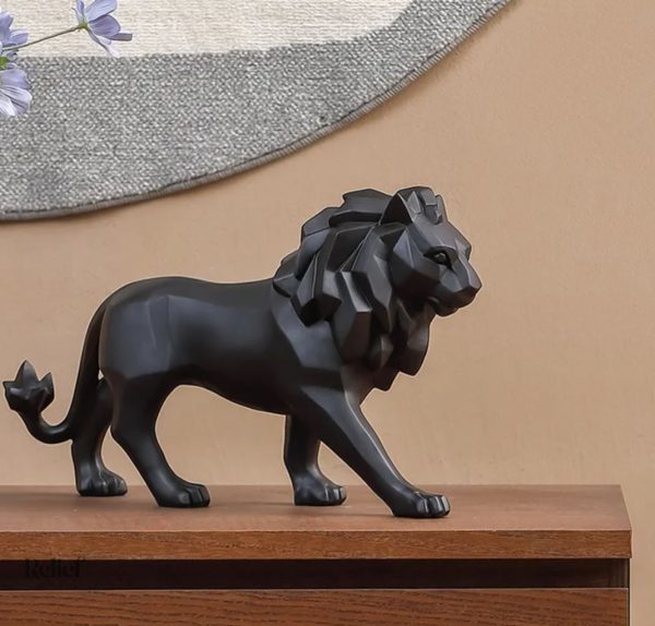 statue-lion-debout-origami-noir-27-cm-1 Statue lion origami noir 27 cm, design moderne et élégant