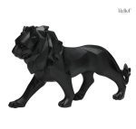 Lion debout en origami, décoration intérieure stylée en noir