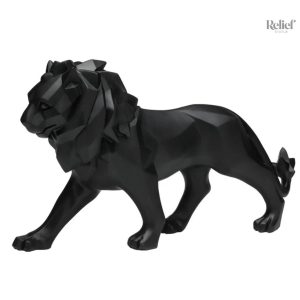 Lion debout en origami, décoration intérieure stylée en noir