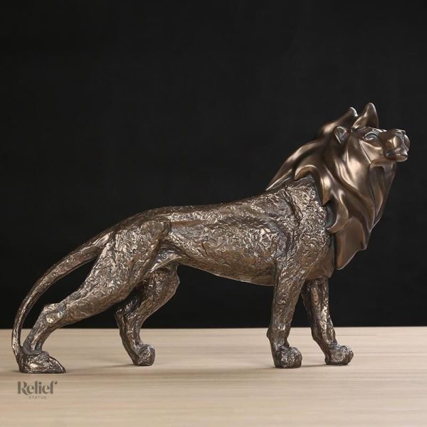 Lion en bronze 29 cm, pièce artisanale pour décoration intérieure