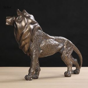 Statue effet bronze coulé à froid, lion majestueux de 29 cm