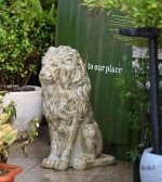 Statue lion extérieur 53 cm pour jardin ou terrasse