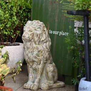 Statue lion extérieur 53 cm pour jardin ou terrasse