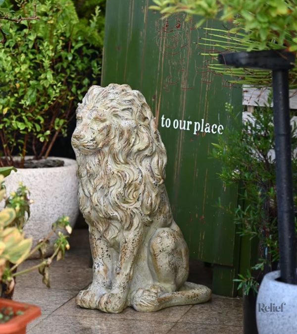 Statue lion extérieur 53 cm pour jardin ou terrasse
