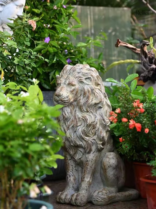 Artisanat extérieur : statue de lion pour votre jardin