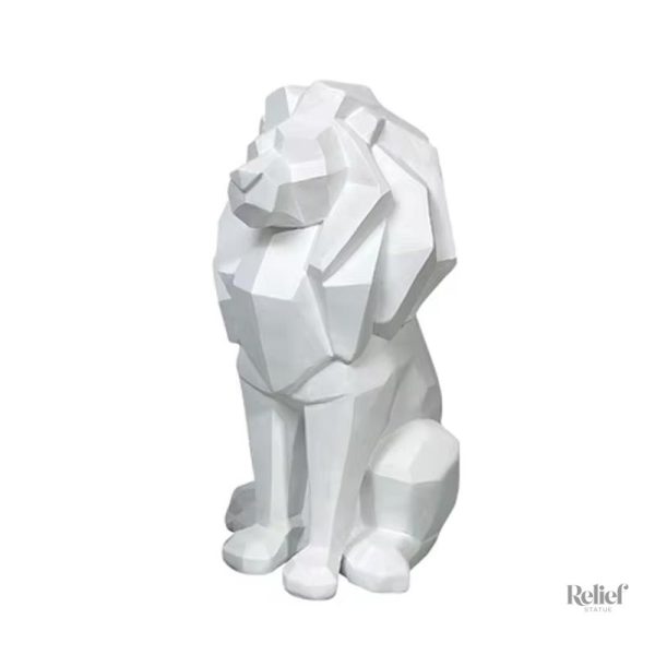 statue-lion-origami-blanc-26-cm-1 Statue origami lion blanche 26 cm, décorative et moderne