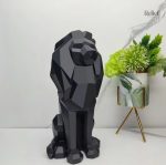 Statue origami lion noir 26 cm, décoration moderne