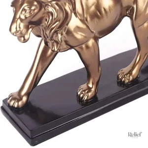 Statue de lion robuste en résine, 18 cm