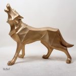 Art minimaliste de loup en papier plié, décoration unique