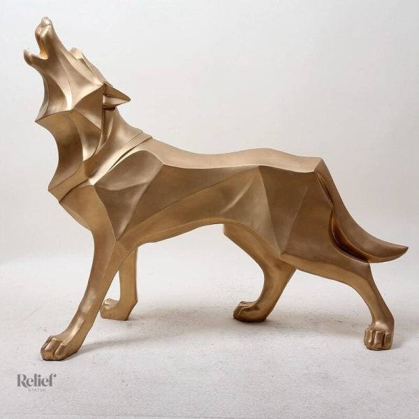 Art minimaliste de loup en papier plié, décoration unique