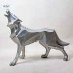 Statue loup en origami, pièce d'art décoratif