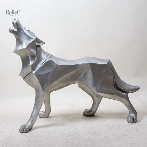 Statue loup en origami, pièce d'art décoratif