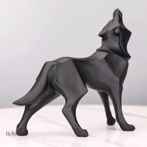 Élégante statue loup en origami pour collectionneurs