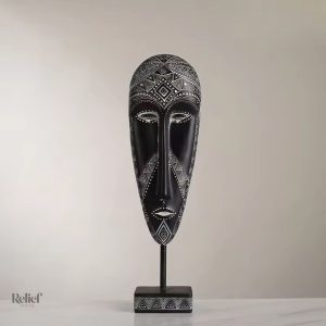 Masque africain noir et blanc 33 cm