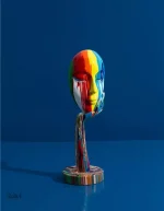Sculpture d’art moderne - Masque visage unique